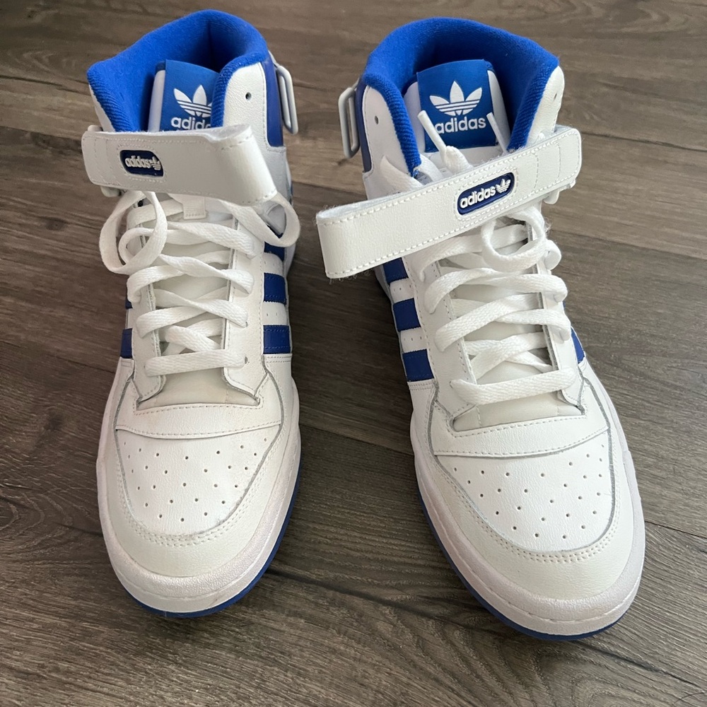 Size 10 - adidas Forum Mid White Royal Blue